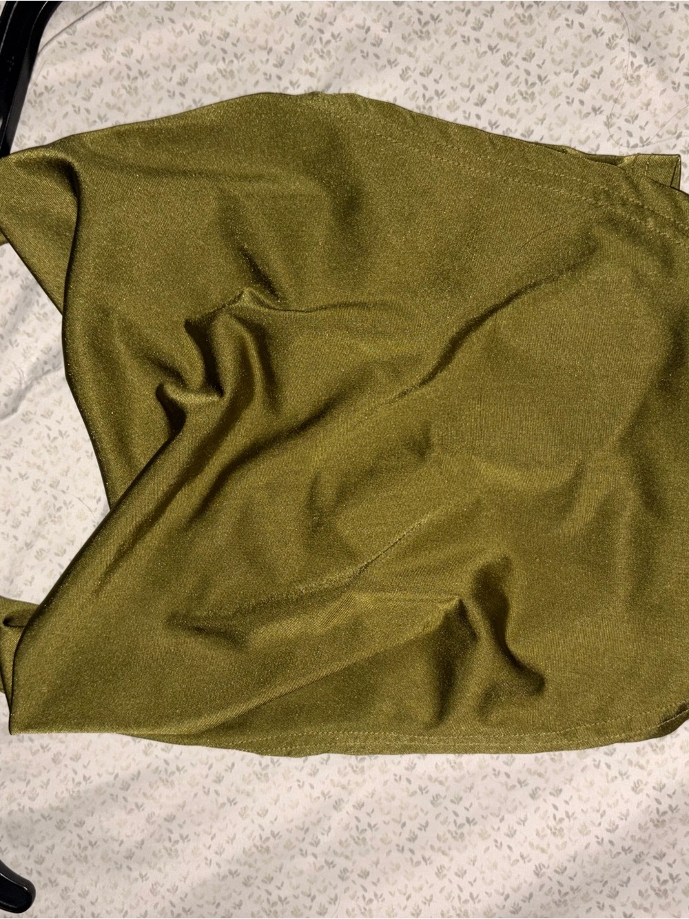 Olive Green Satin-Look Crop Top